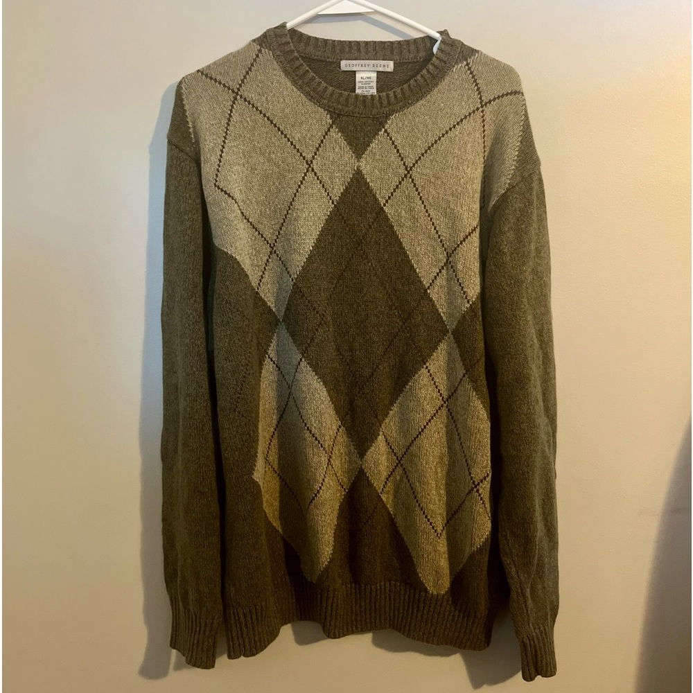 Vintage Geoffrey Beene Argyle Mens Sweater Size XL